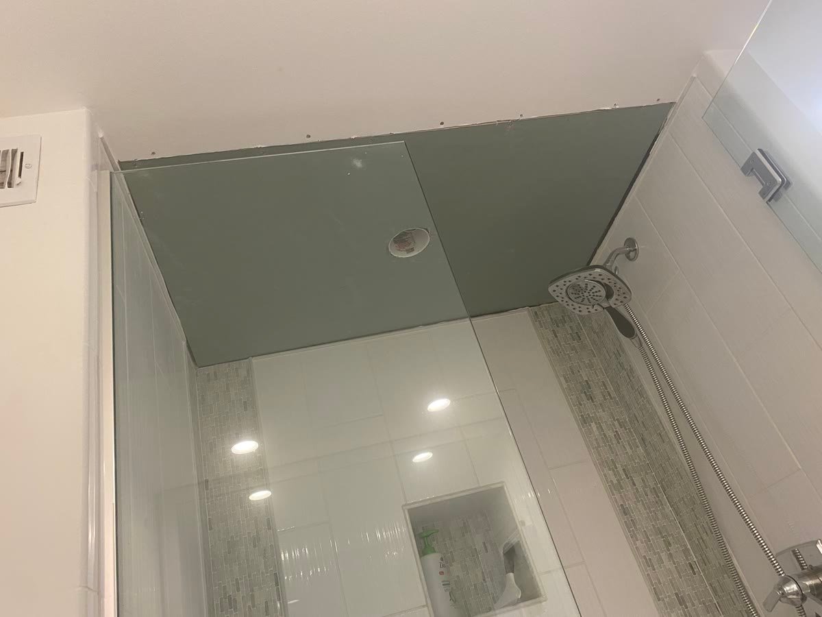 New board in a shower ceiling